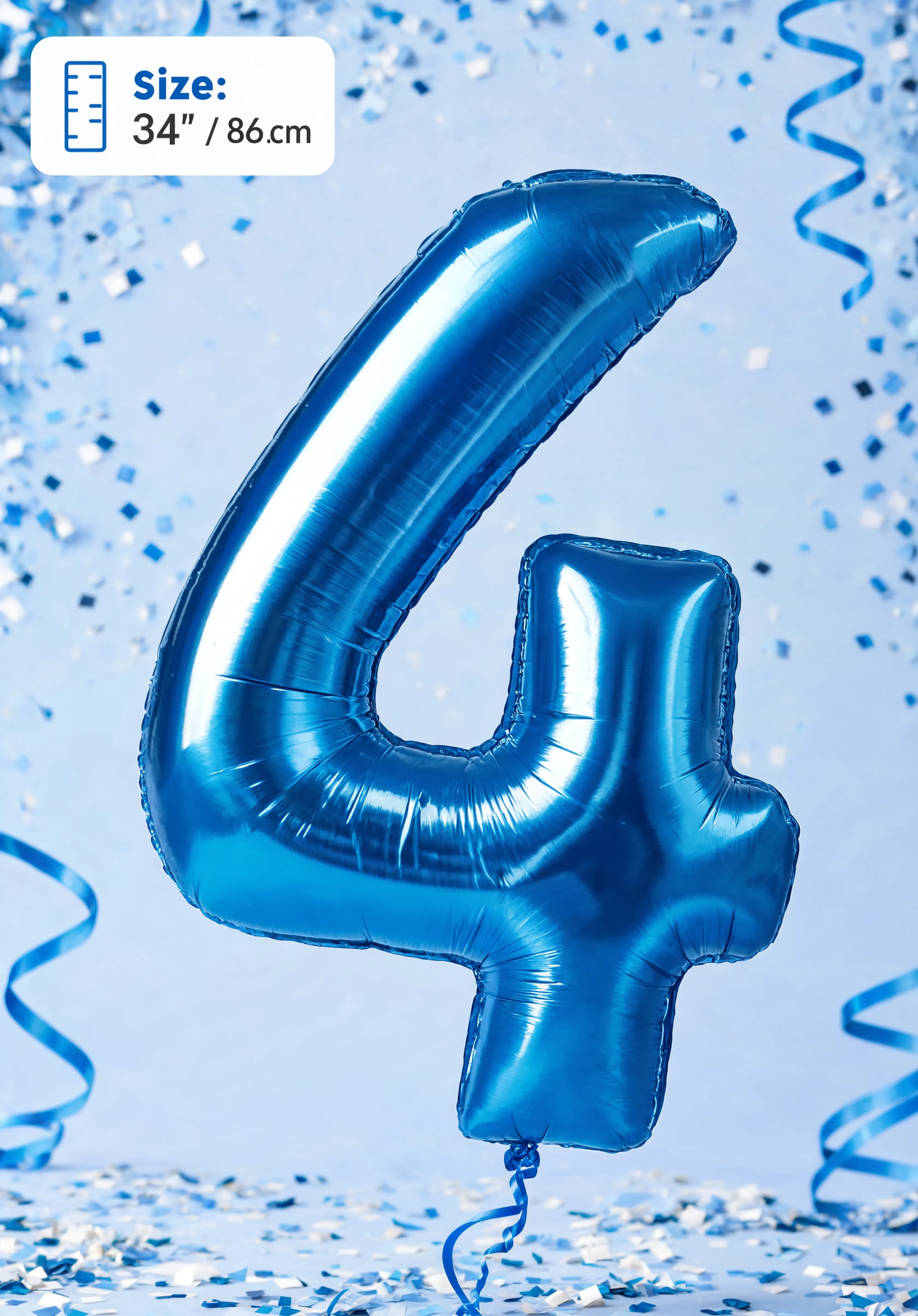 Blue Number 4 Foil Balloon 86cm
