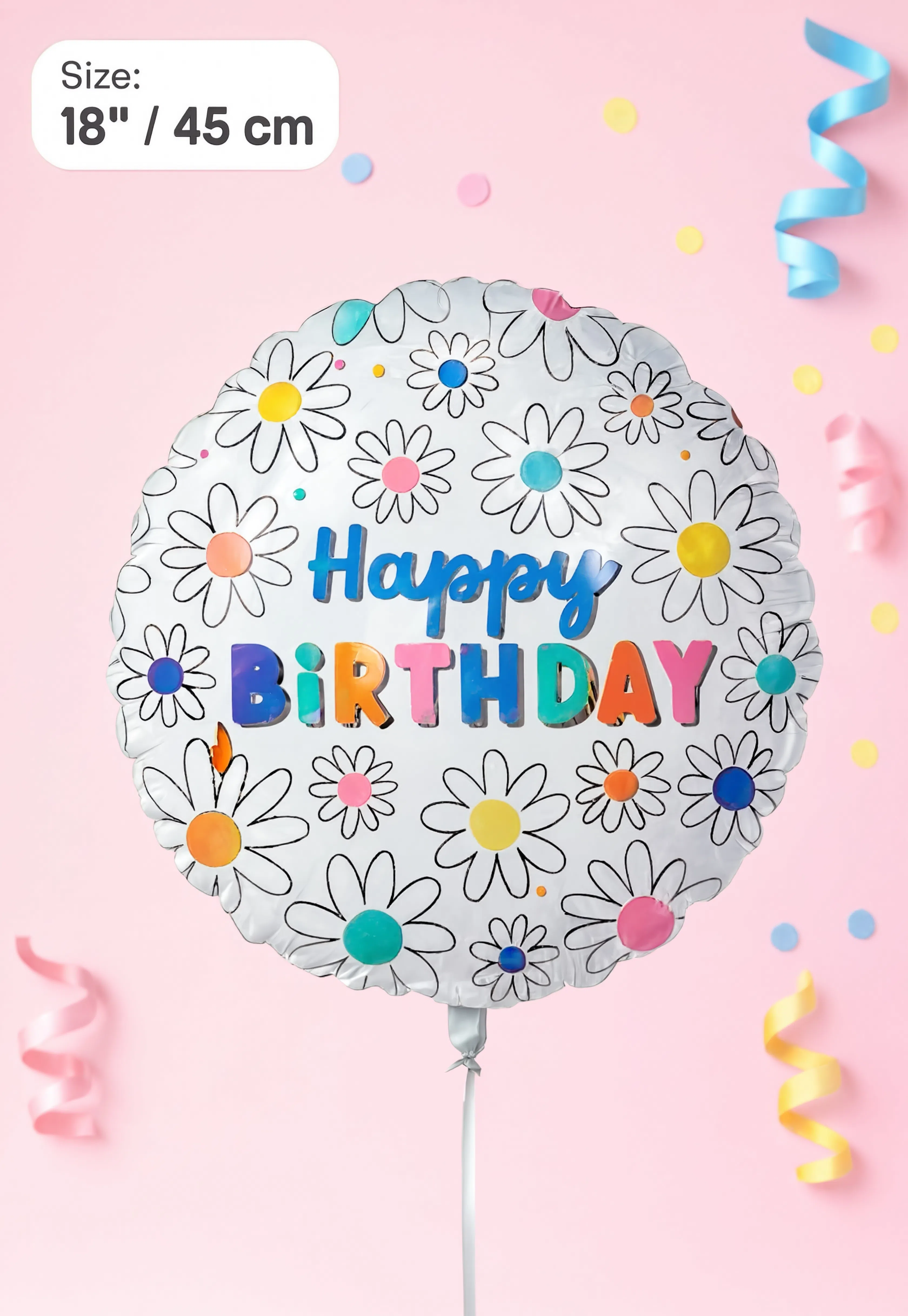 Happy Birthday Daisy Foil Balloon 45cm