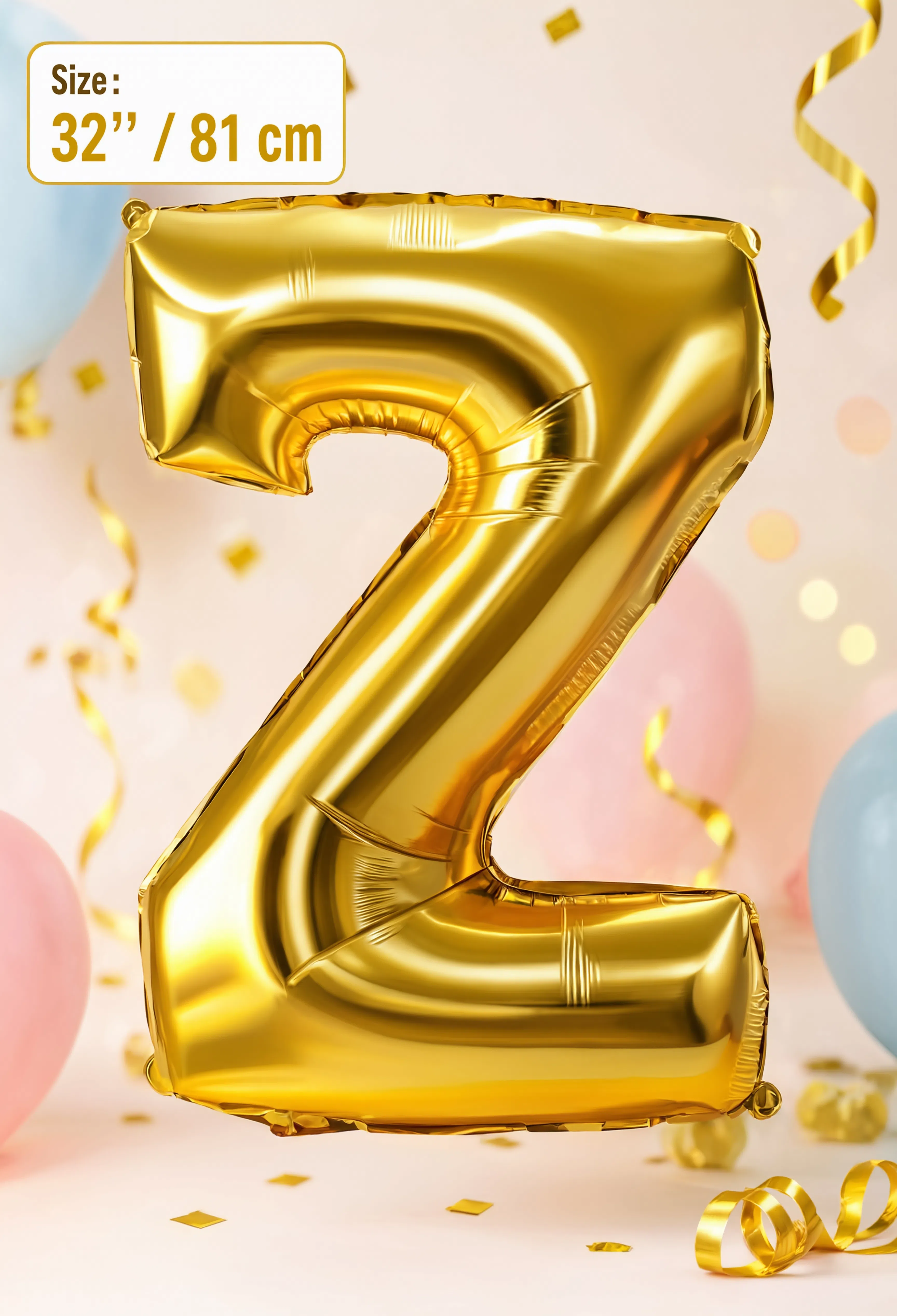 32-Inch (81 cm) Letter Z Foil Balloon – Gold & Silver
