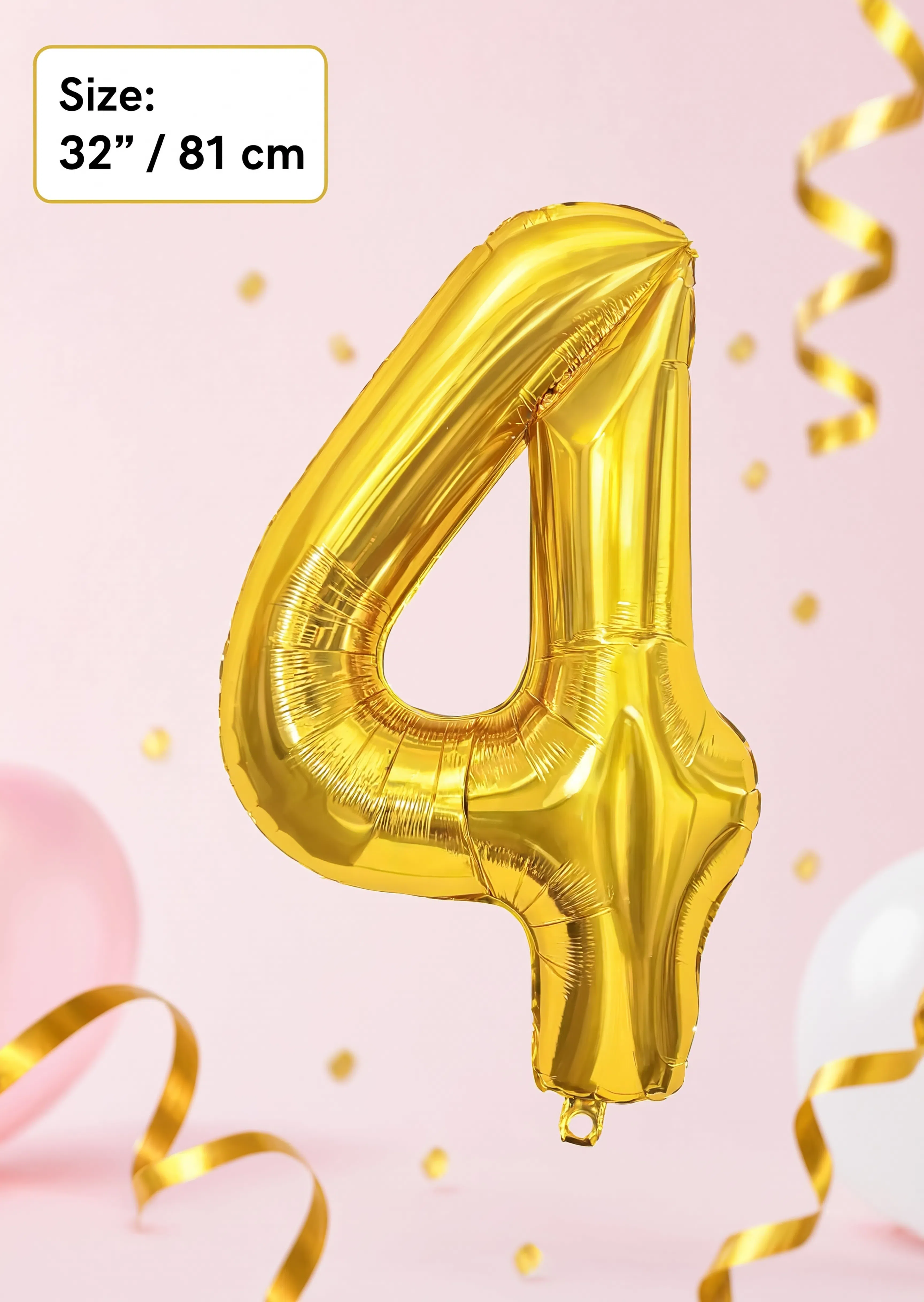 32 Inch Gold Number 4 Foil Balloon for Birthday, Anniversary and Party Decorations in Dubai UAE