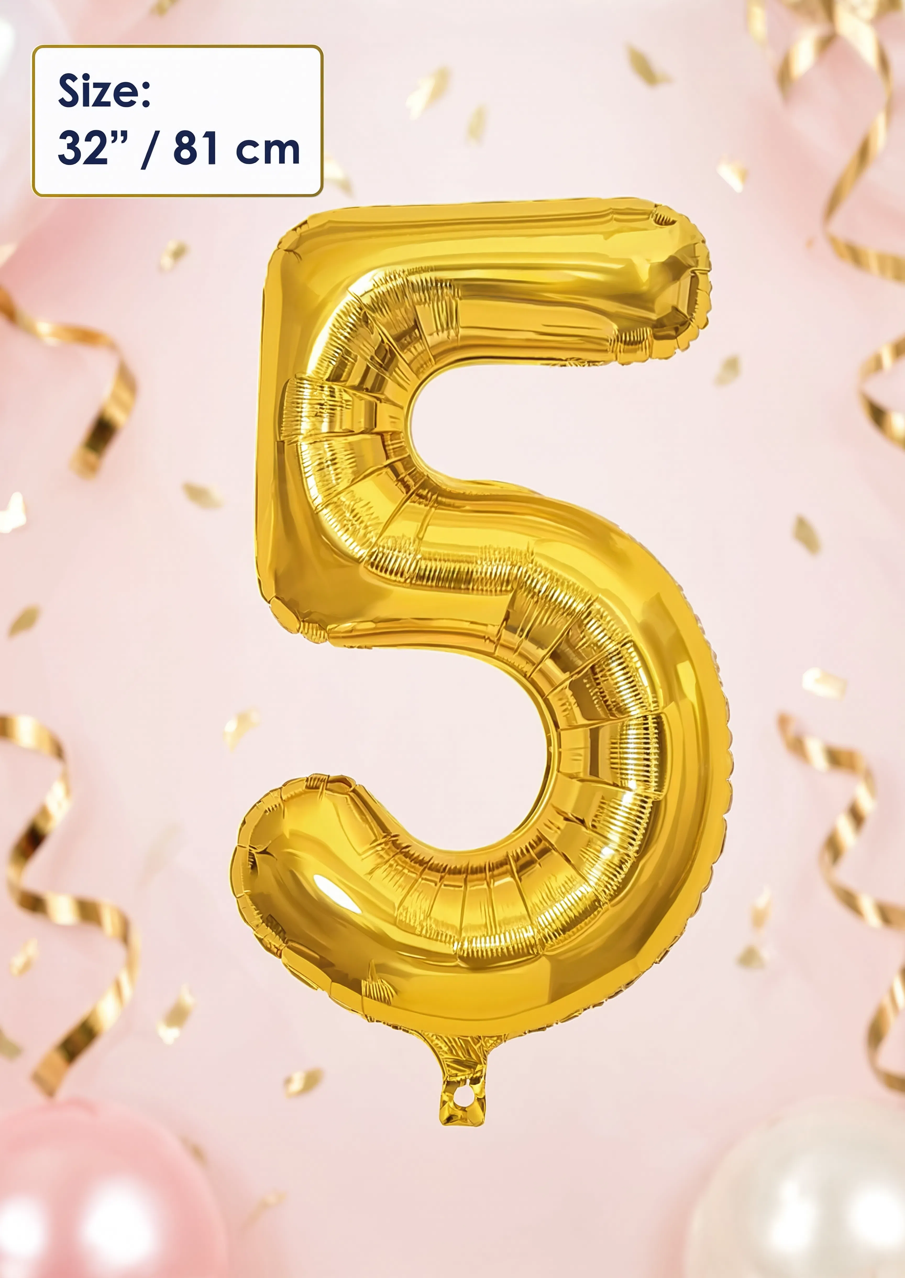 32 Inch Gold Number 5 Foil Balloon for Birthday, Anniversary and Party Decorations in Dubai UAE