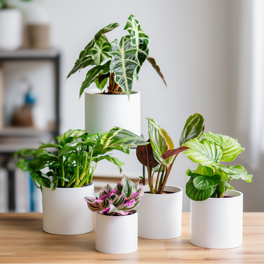 Indoor Plant Bundle Set of 5 – Monstera Adansonii, Scindapsus, Alocasia & Calathea