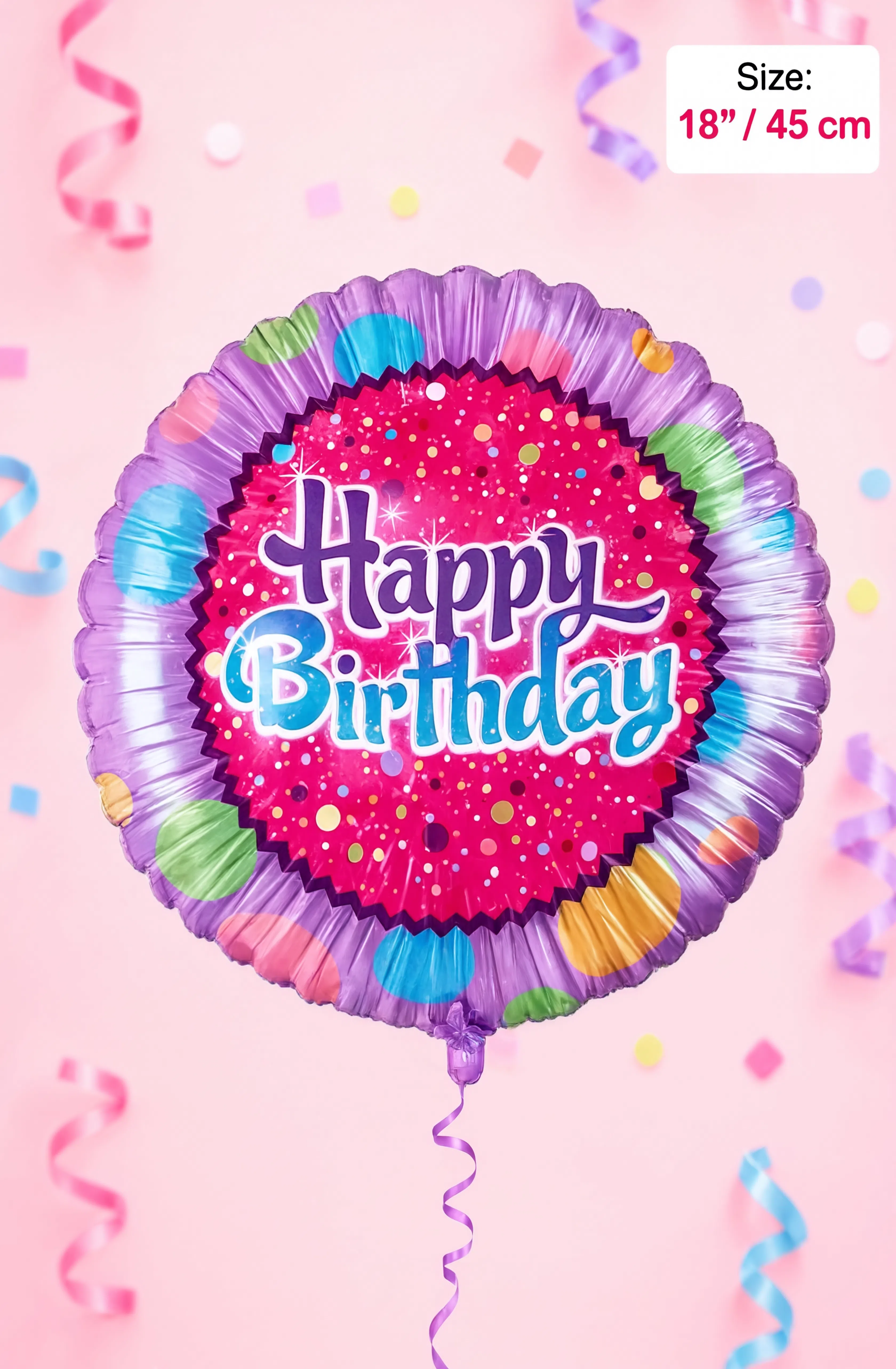 Happy Birthday Pink Foil Balloon – 45cm (18")