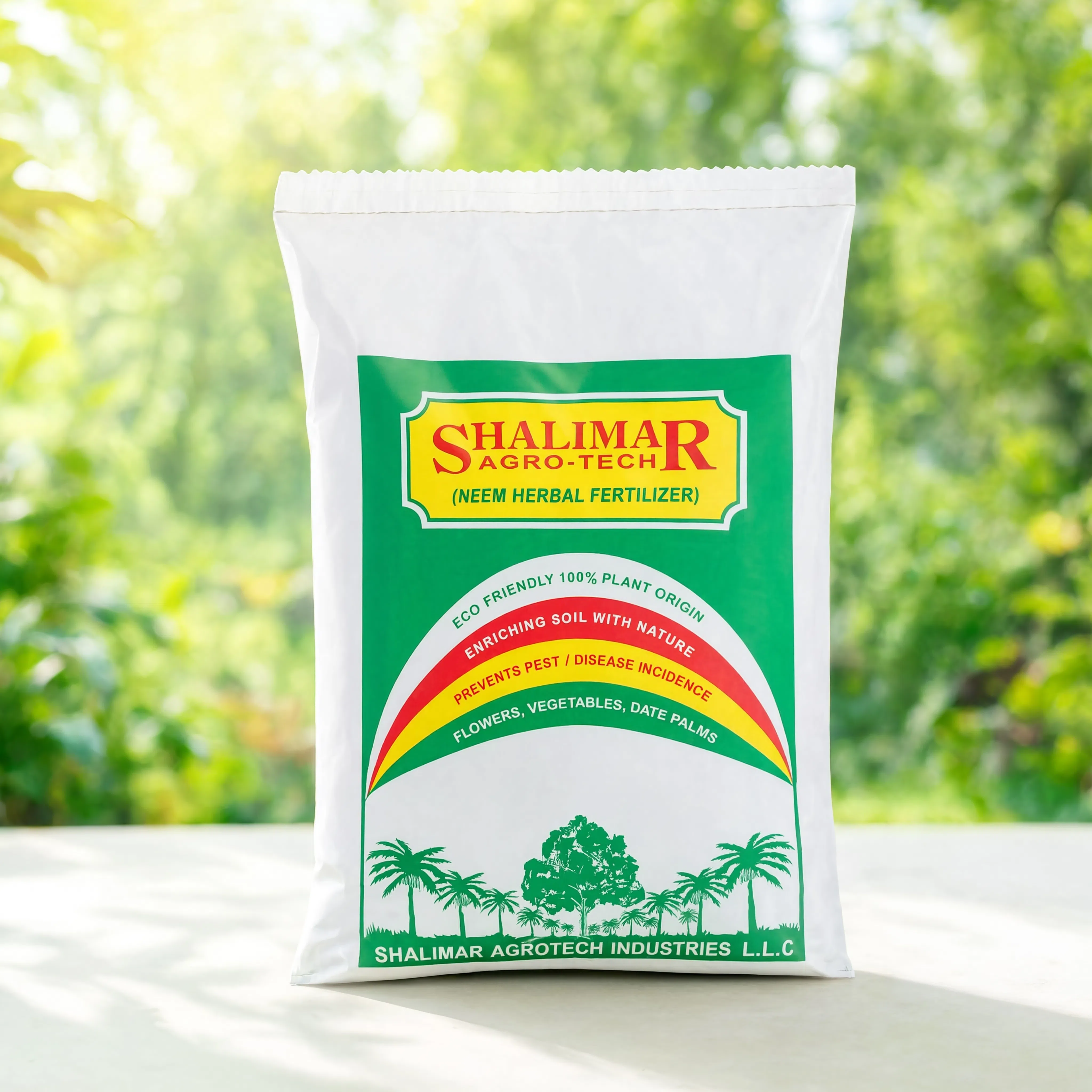 Shalimar Neem Herbal Fertilizer organic neem fertilizer for flowers, vegetables, date palms, indoor plants, and outdoor gardens.