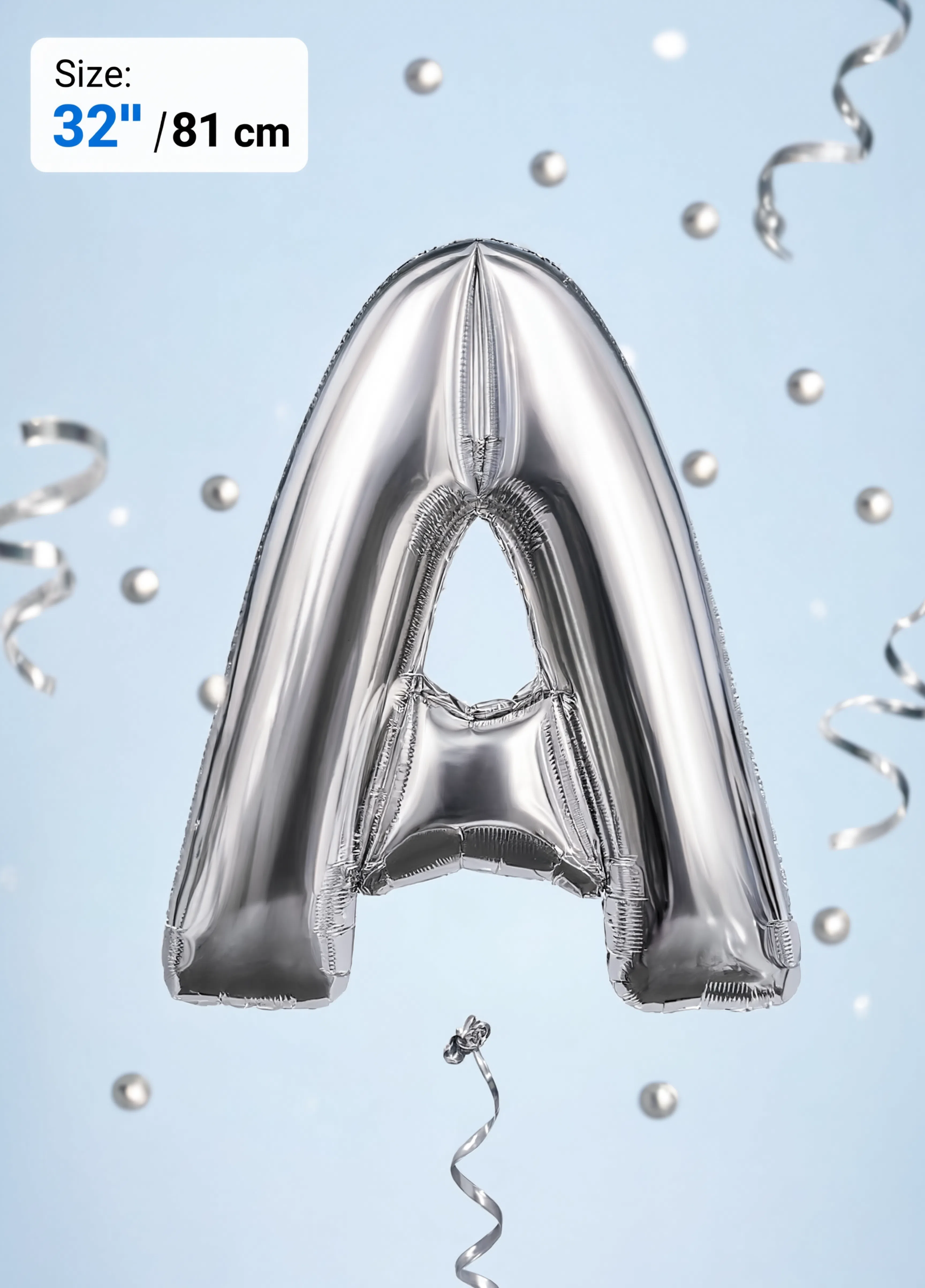 Letter A Foil Balloon 32" (81cm) | Gold & Silver