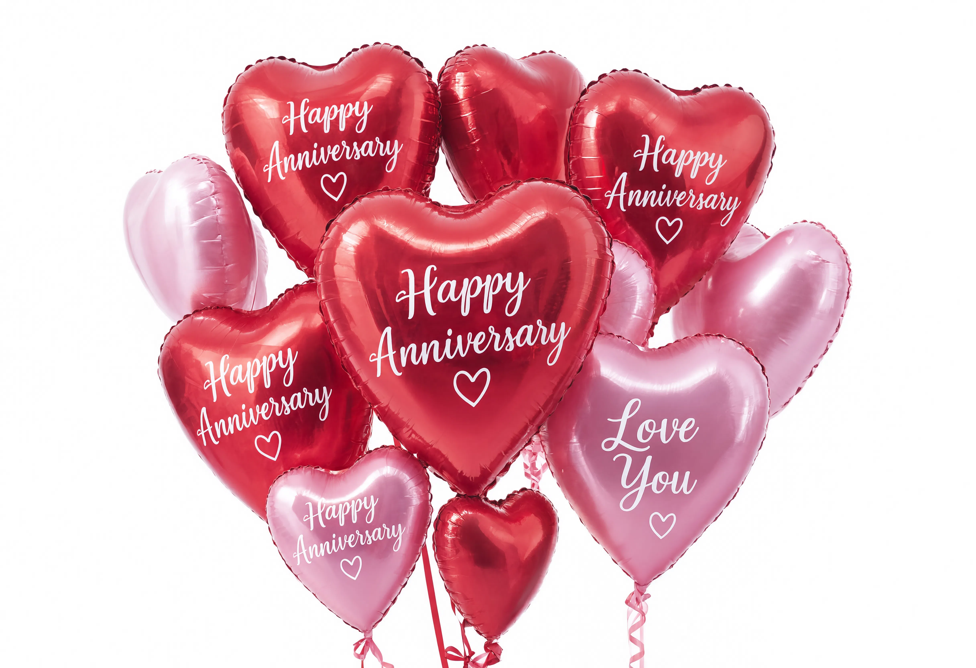 Happy Anniversary Heart Foil Balloons in Red and Pink – Love You Helium Party Balloons for Anniversary Celebration in Dubai