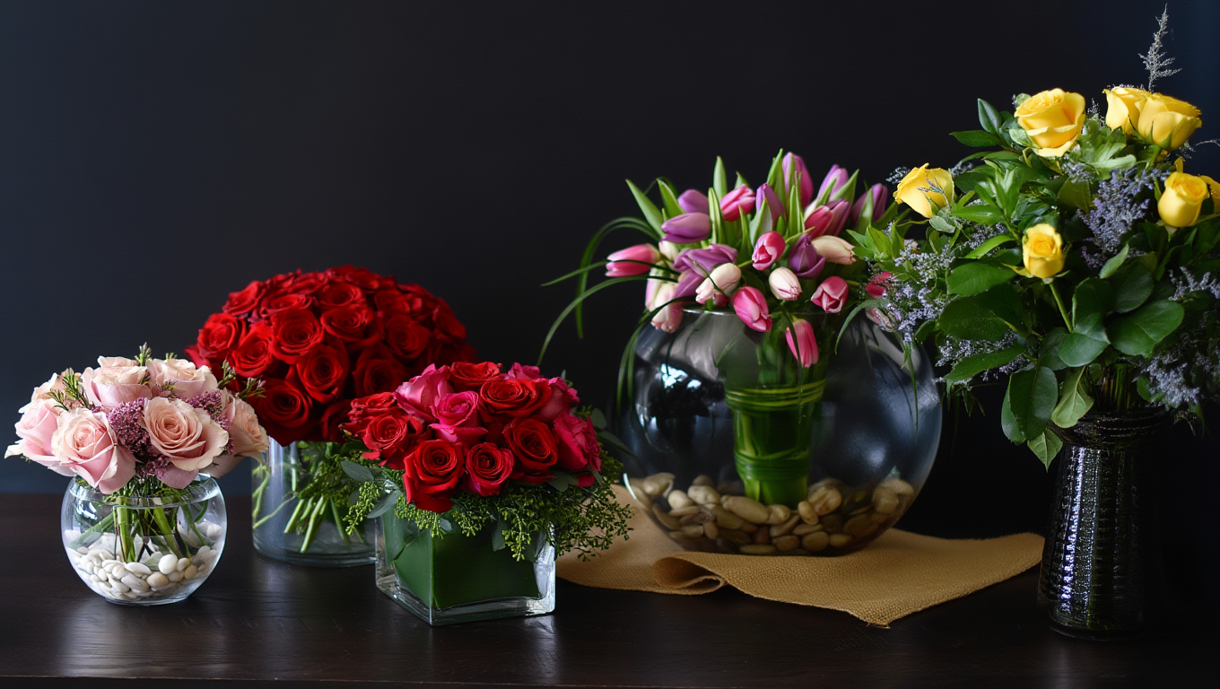 Elegant glass flower arrangement for home decor Dubai delivery