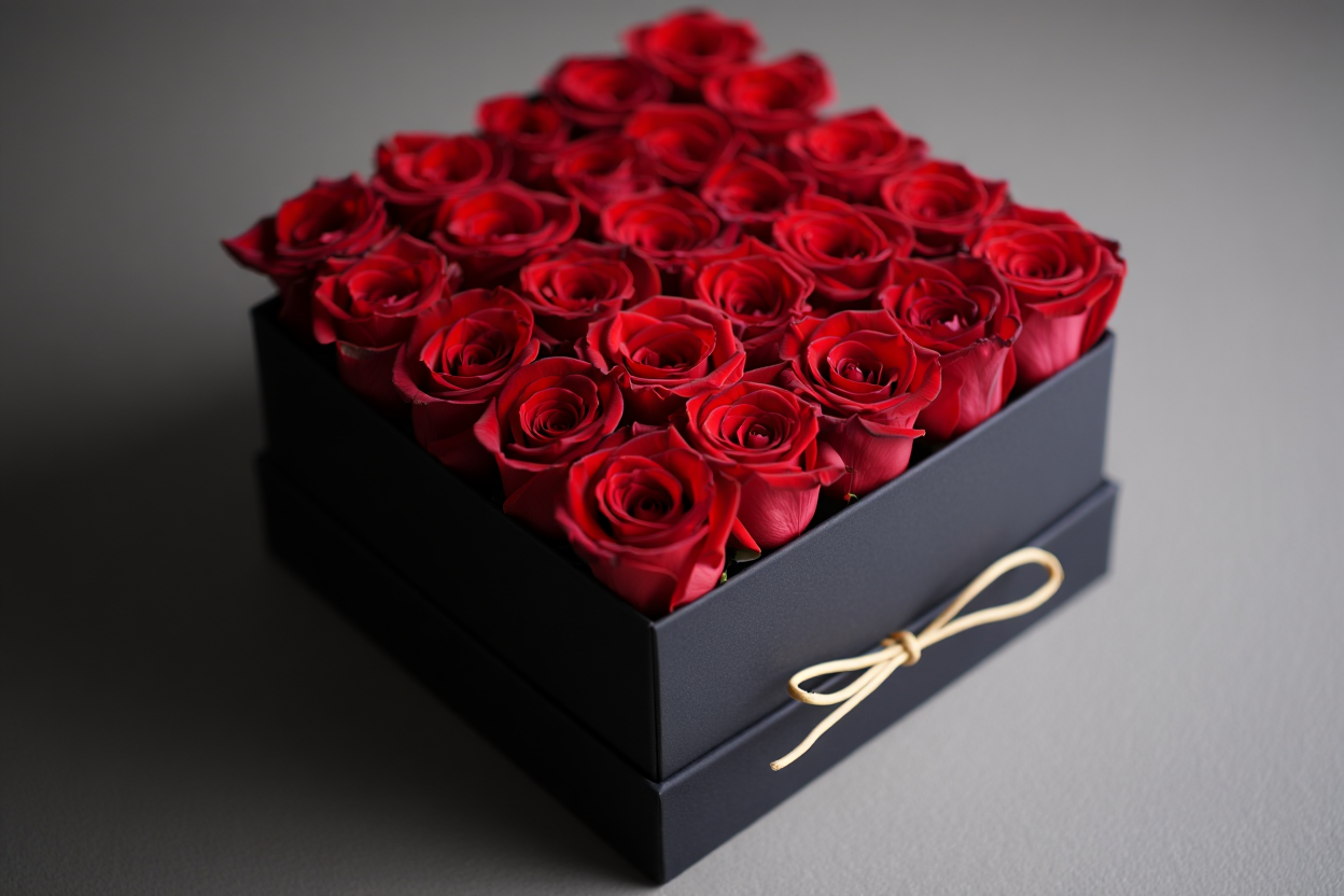 Elegant box flower arrangement with fresh roses – Nura Flowers Dubai