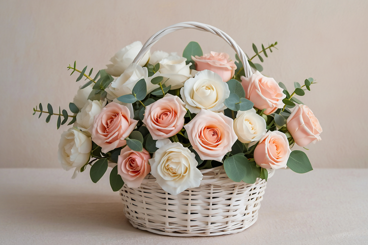 Elegant flower basket arrangement for gifting Dubai delivery