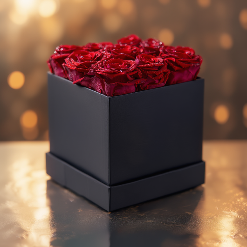 Romantic red flower box