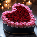 Pink and red roses Heart Box