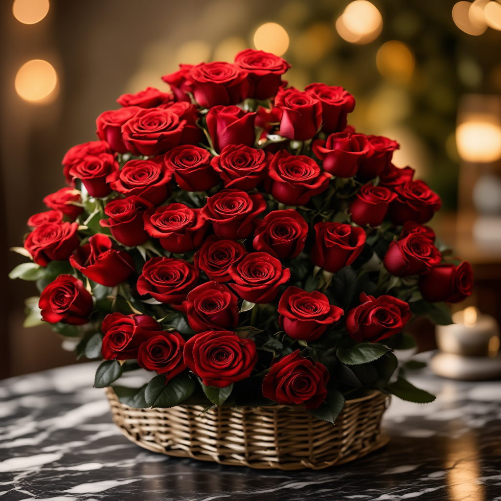 30 Red Roses basket