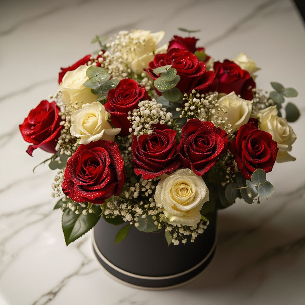 White and Red Flower Box