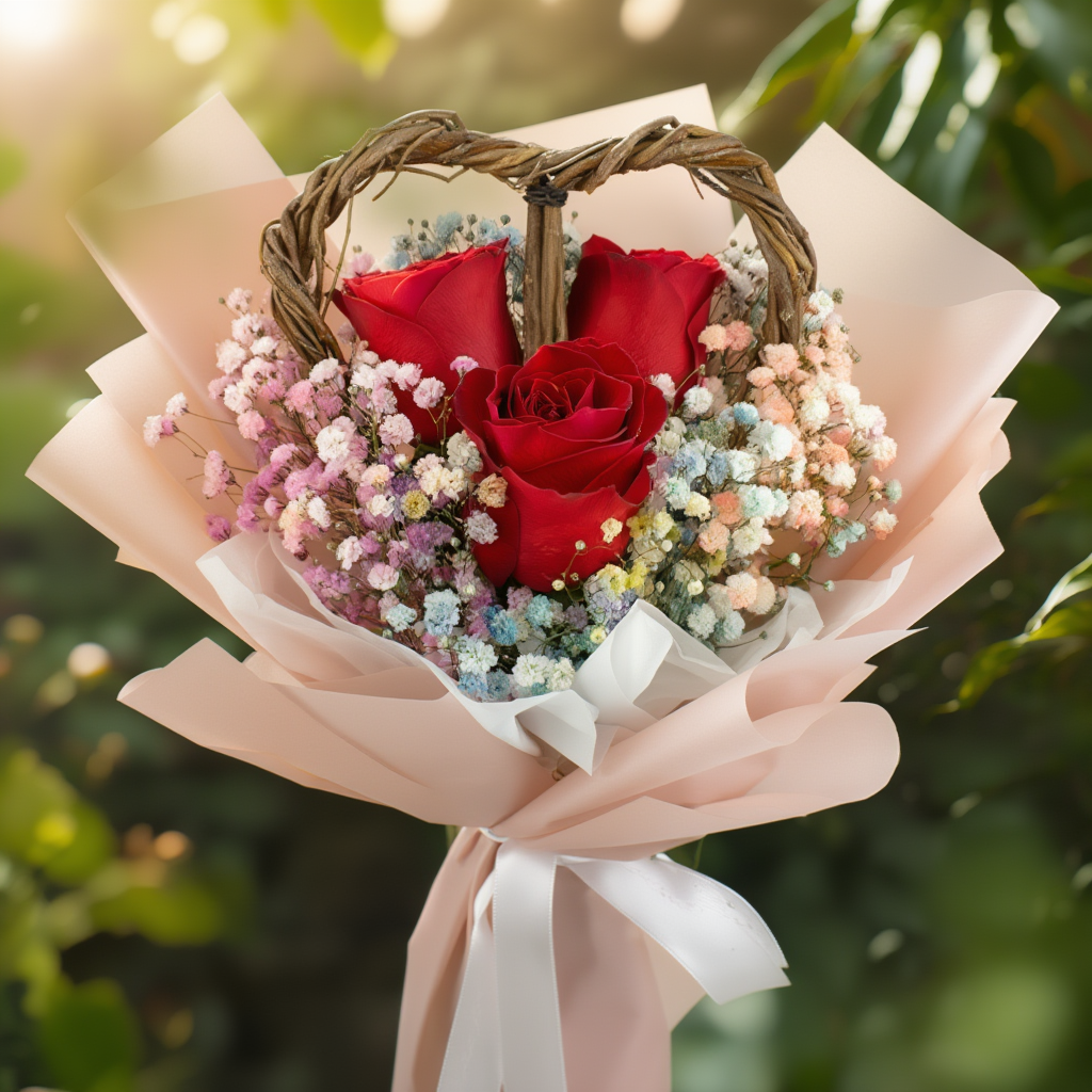 Heartfelt 3 red roses