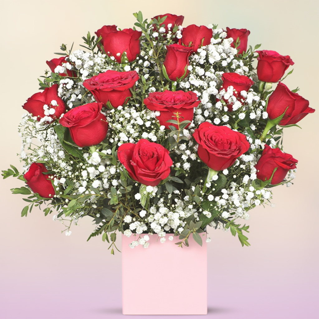 Red roses Arranging in Box