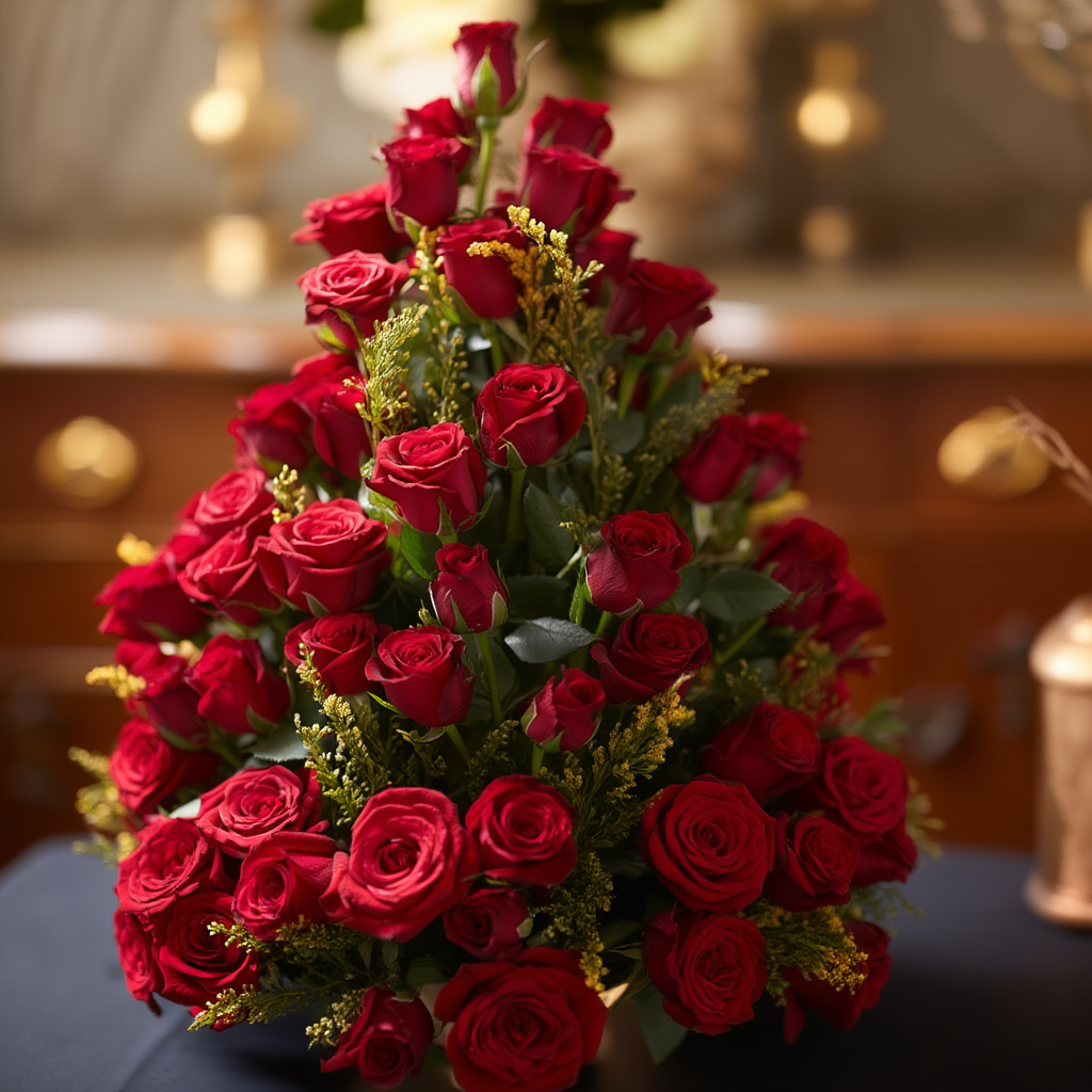 Red Roses pyramid basket