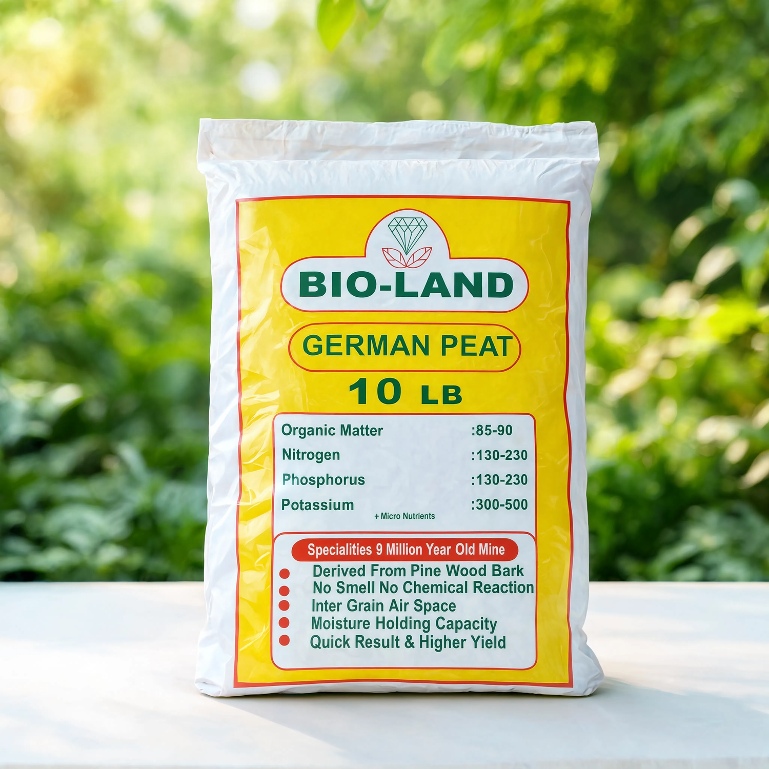 BIO-LAND German Peat Moss 10 lb premium organic growing medium for indoor plants, outdoor plants, vegetables, flowers, seedlings, and landscaping.