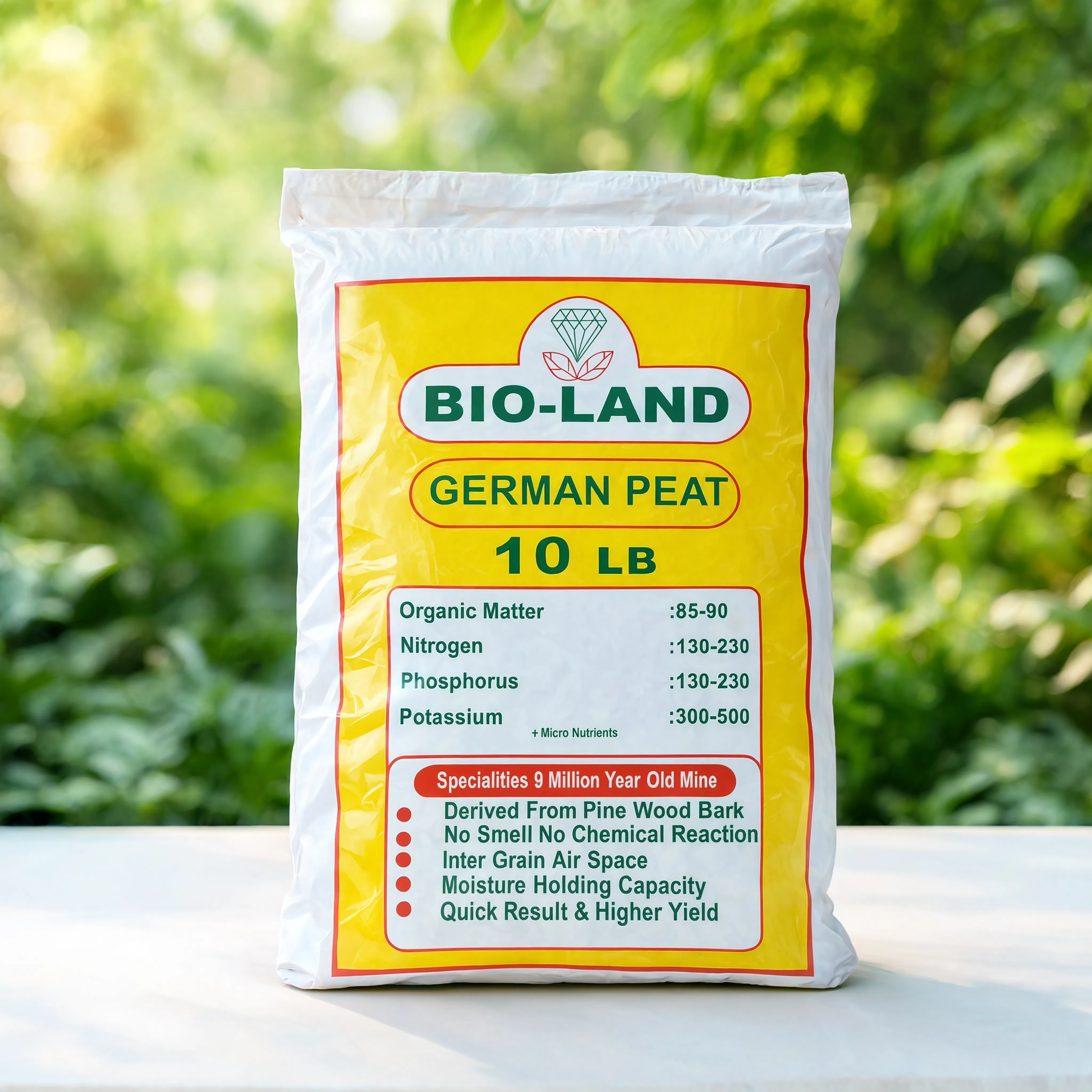 BIO-LAND German Peat Moss 10 lb premium organic growing medium for indoor plants, outdoor plants, vegetables, flowers, seedlings, and landscaping.