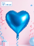 18-inch metallic blue heart-shaped foil balloon for birthdays, baby showers, weddings, anniversaries, gender reveal parties, and event decorations.