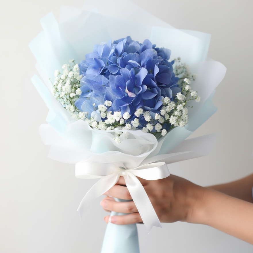 Bouquet of blue flowers with baby&