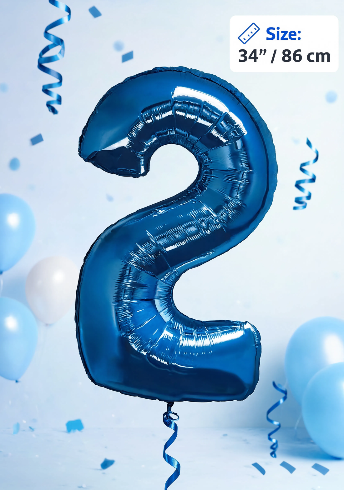 Blue Number 2 Foil Balloon 86cm