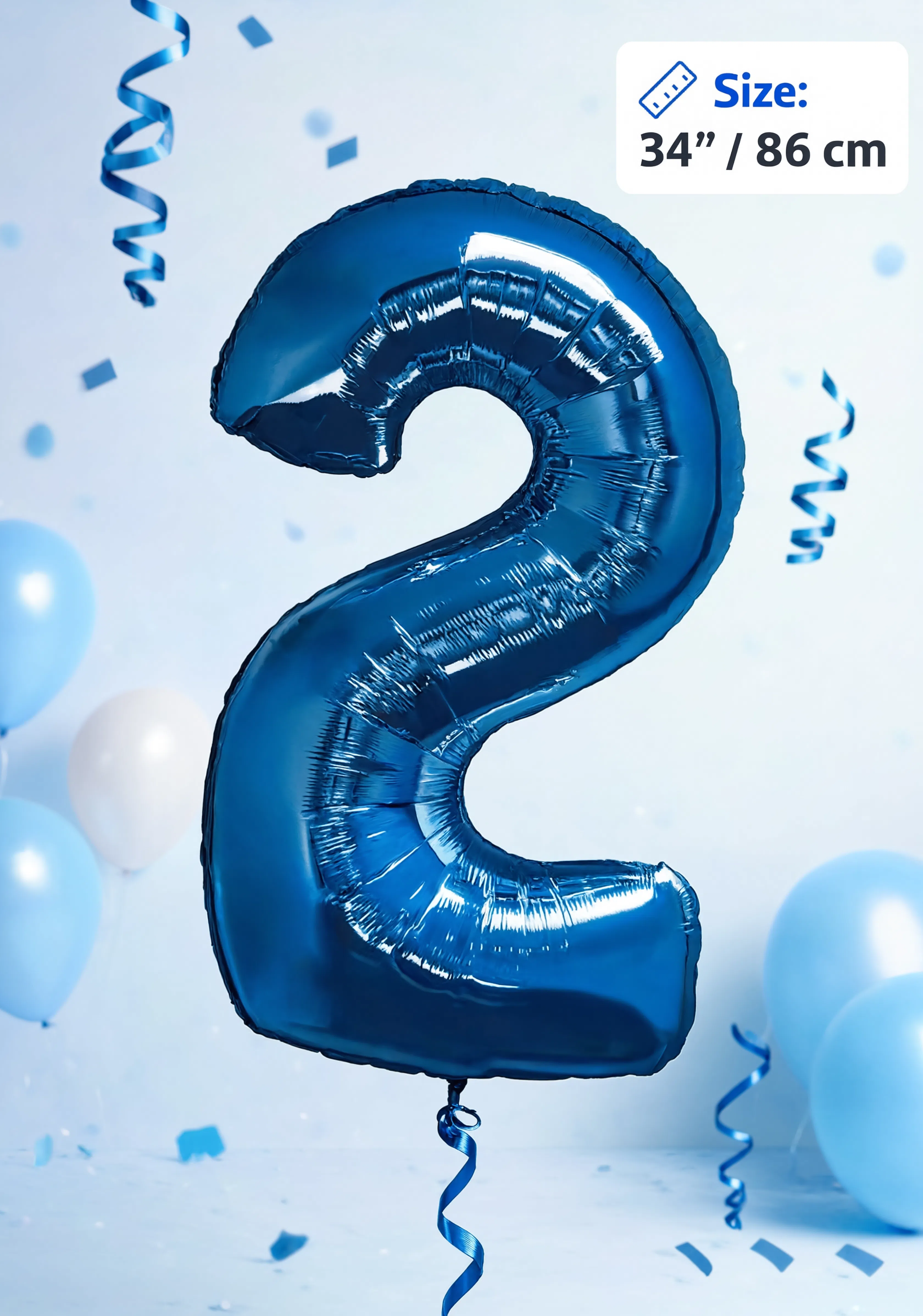 Blue Number 2 Foil Balloon 86cm