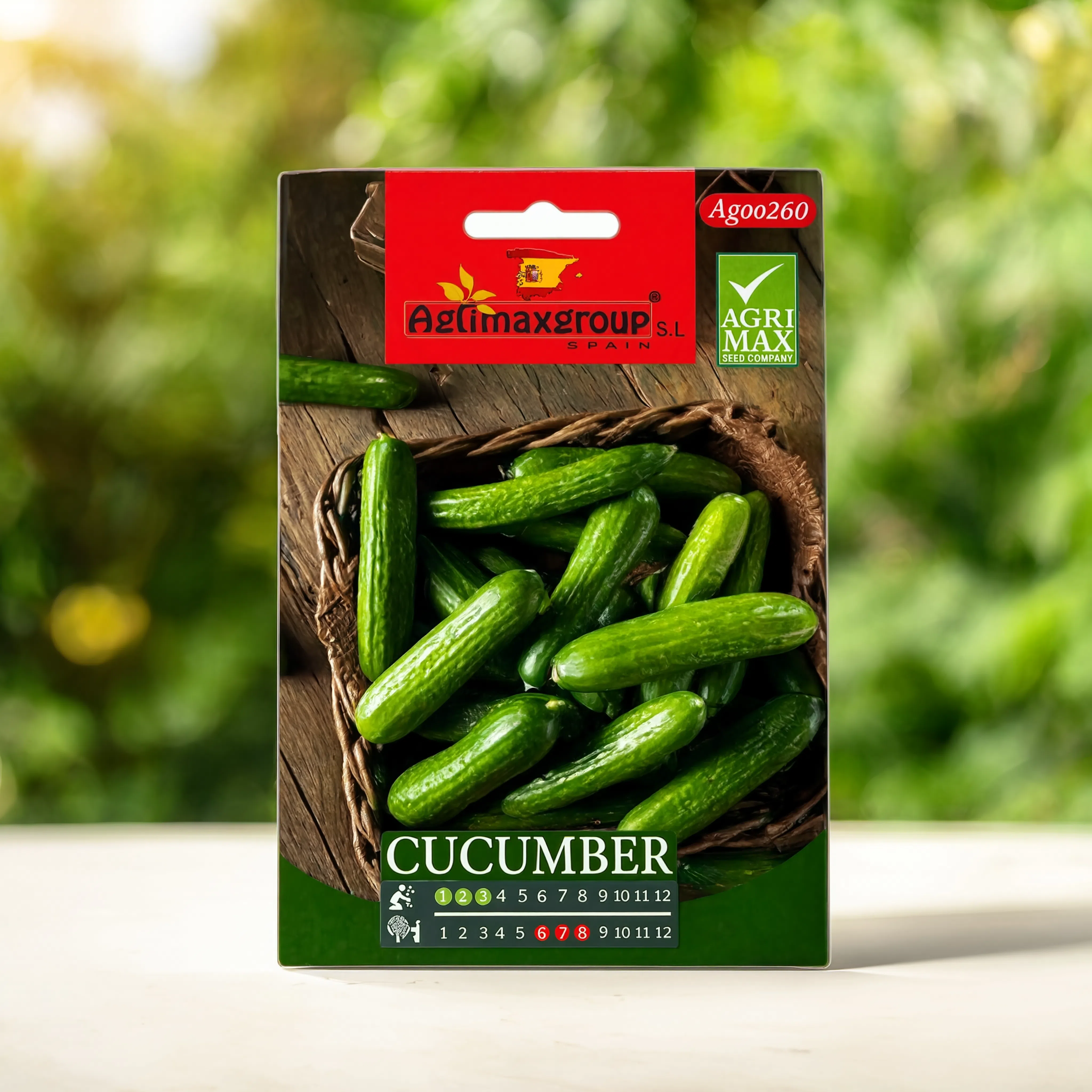 Agrimax Cucumber seeds packet for growing fresh green cucumbers in home gardens, raised beds, greenhouses, and commercial vegetable farms.