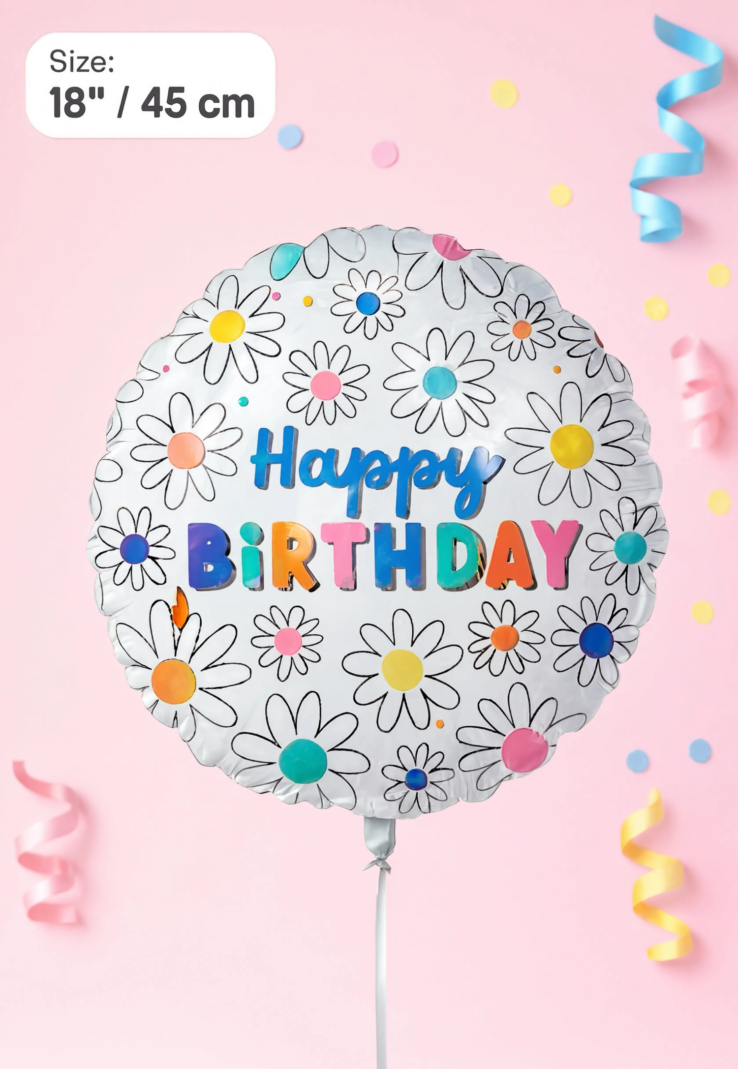 Happy Birthday Daisy Foil Balloon 45cm