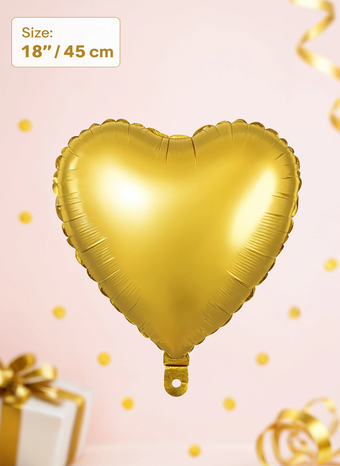18-inch metallic gold heart-shaped foil balloon for birthdays, weddings, anniversaries, Valentine&