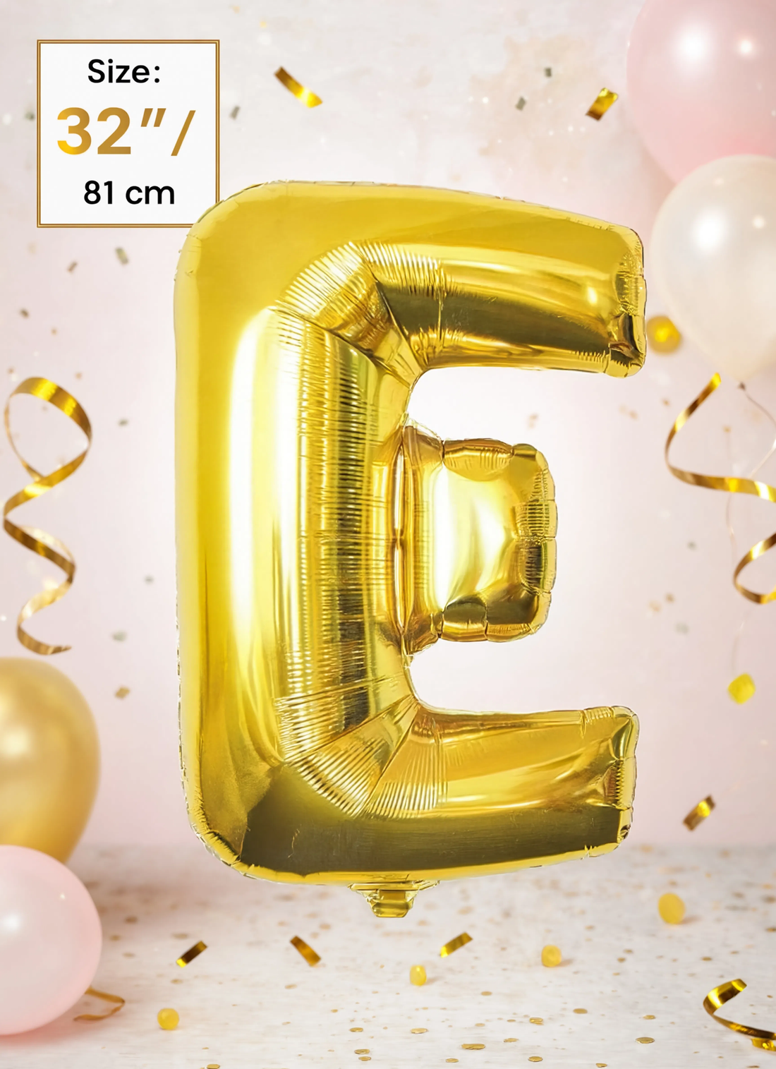 32-Inch (81 cm) Letter E Foil Balloon – Gold &amp; Silver