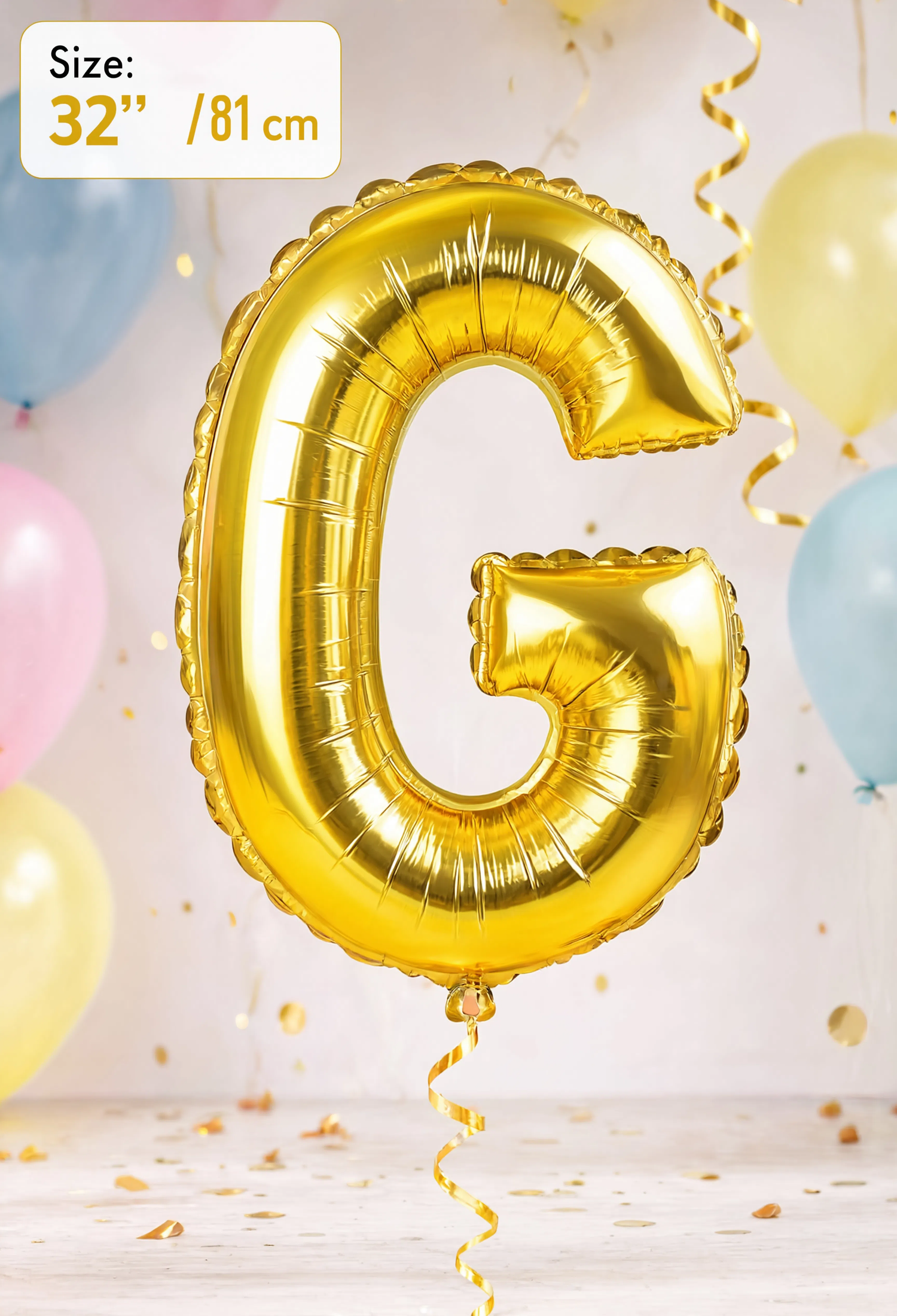 32-Inch (81 cm) Letter G Foil Balloon – Gold &amp; Silver | Alphabet Party Balloon