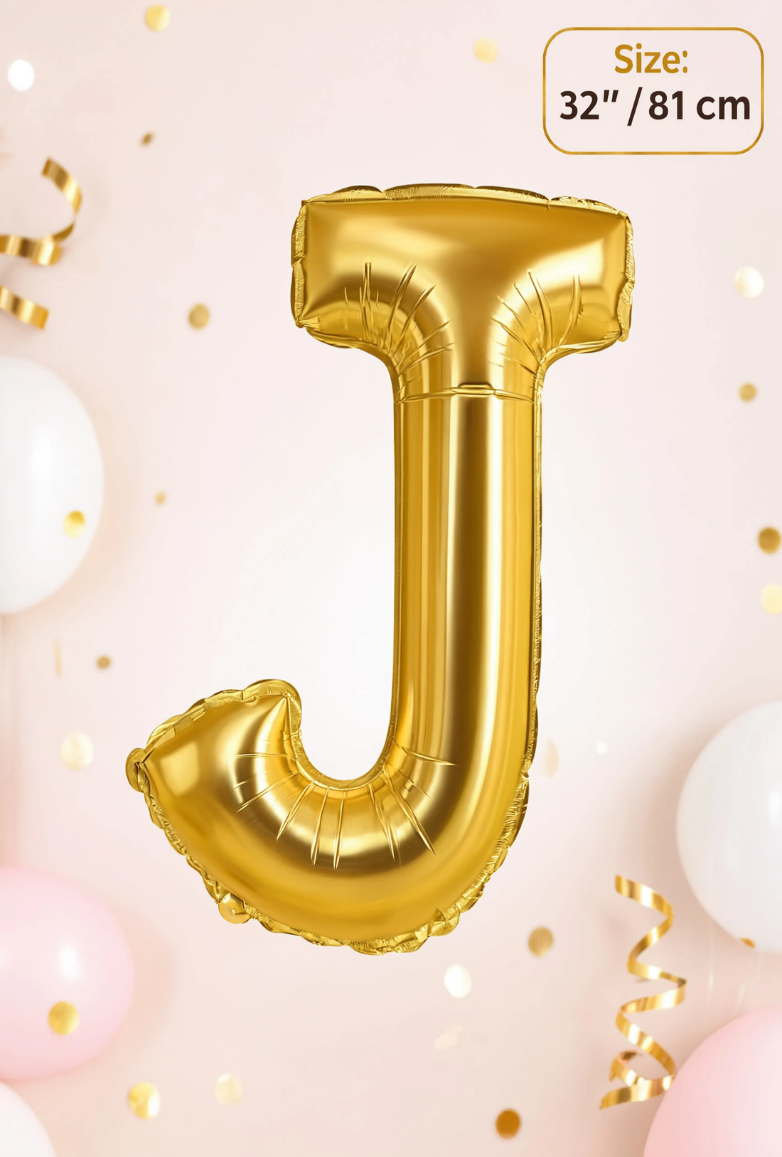 32-Inch (81 cm) Letter J Foil Balloon – Gold &amp; Silver