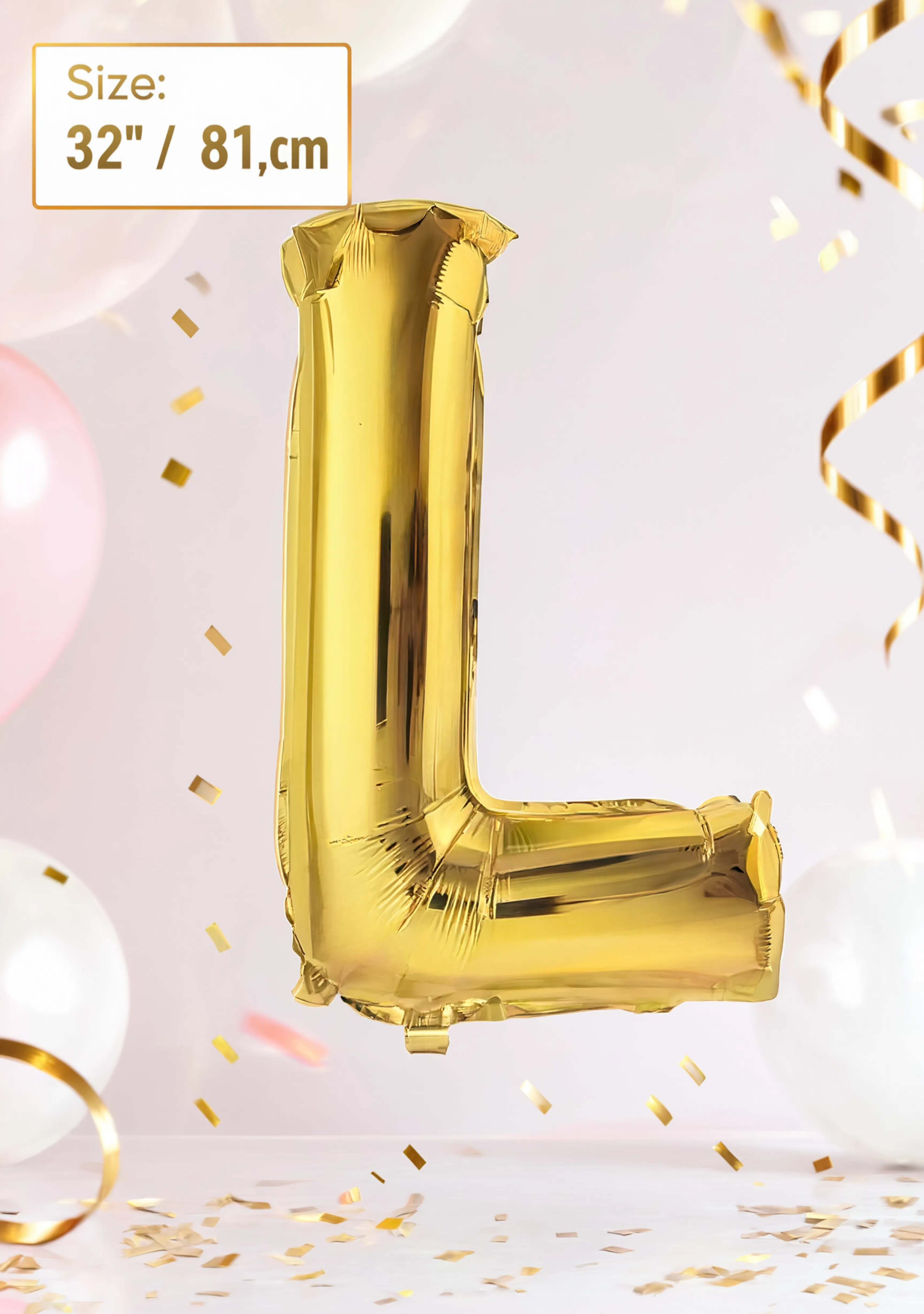 32-Inch (81 cm) Letter L Foil Balloon – Gold &amp; Silver