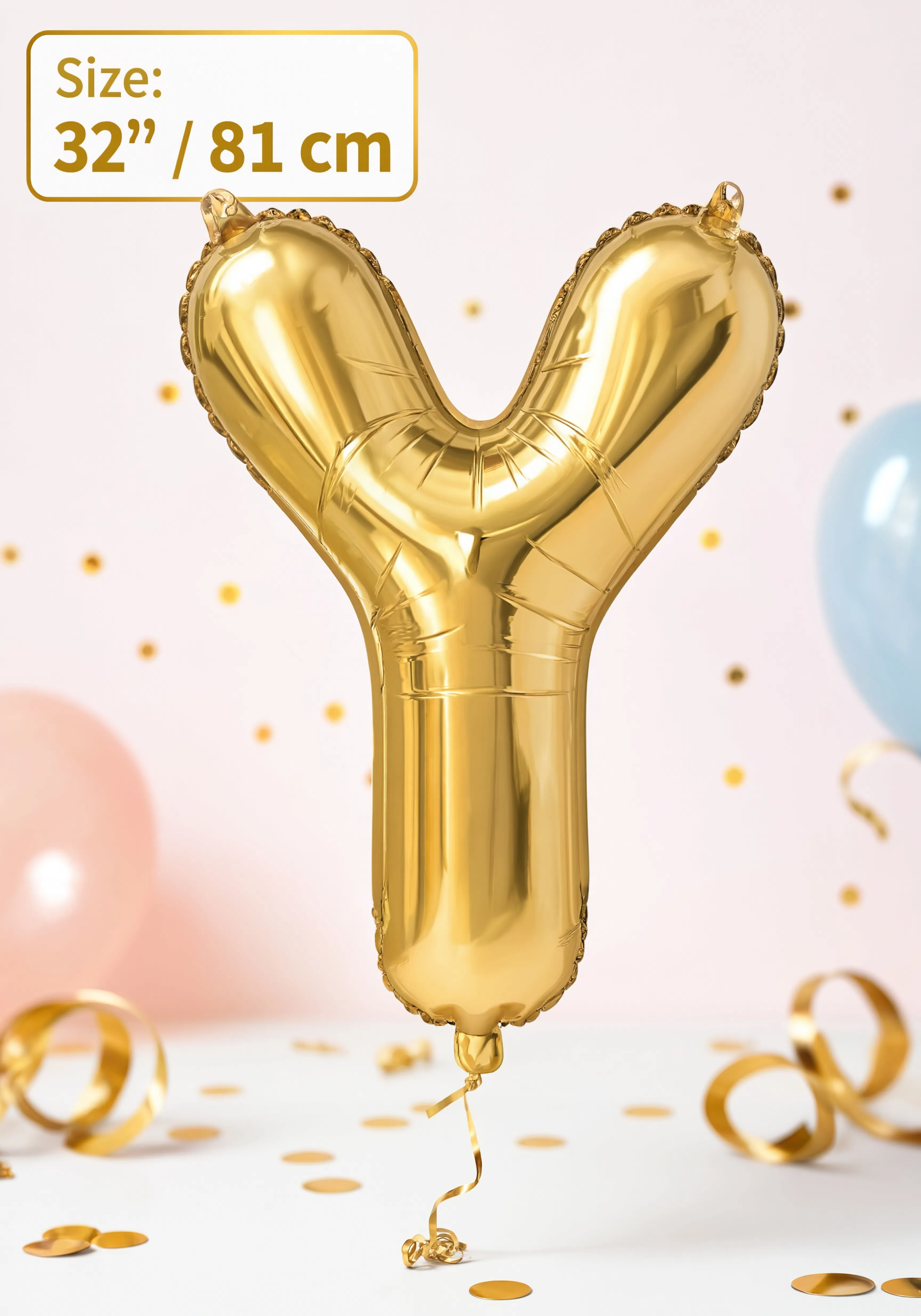 32-Inch (81 cm) Letter Y Foil Balloon – Gold &amp; Silver