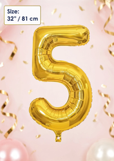 32 Inch Gold Number 5 Foil Balloon for Birthday, Anniversary and Party Decorations in Dubai UAE