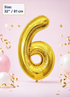 32 Inch Gold Number 6 Foil Balloon for Birthday, Anniversary and Party Decorations in Dubai UAE