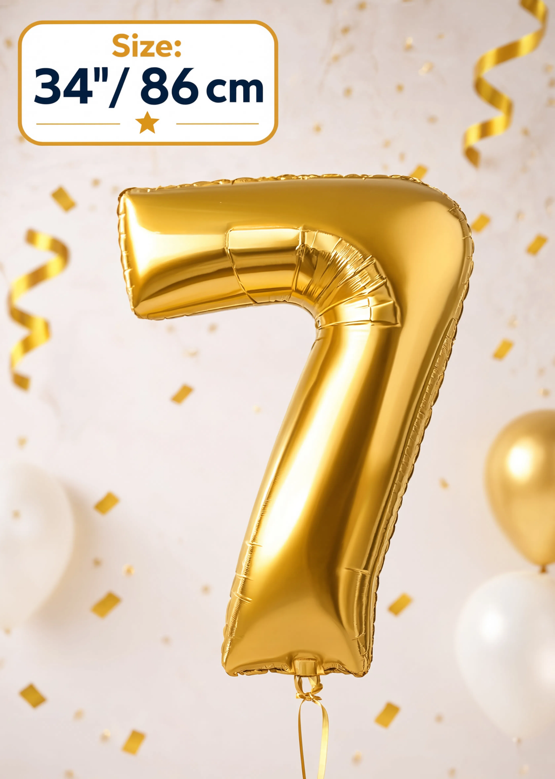 34 Inch Gold Number 7 Foil Balloon for Birthday, Anniversary and Party Decorations in Dubai UAE