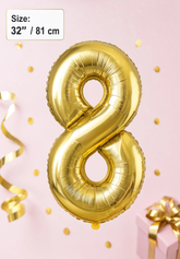 32 Inch Gold Number 8 Foil Balloon for Birthday, Anniversary and Party Decorations in Dubai UAE