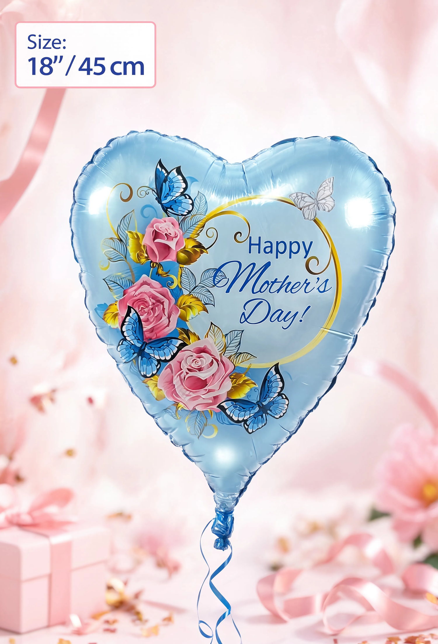 18-inch blue heart-shaped Happy Mother&