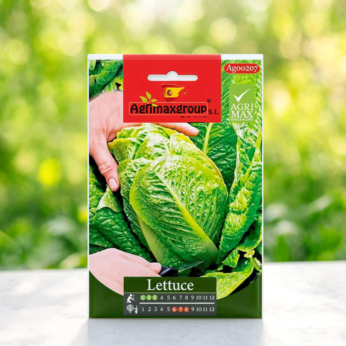 Agrimax premium lettuce seeds packet for growing crisp green lettuce in home gardens, raised beds, hydroponic systems, and vegetable farms.