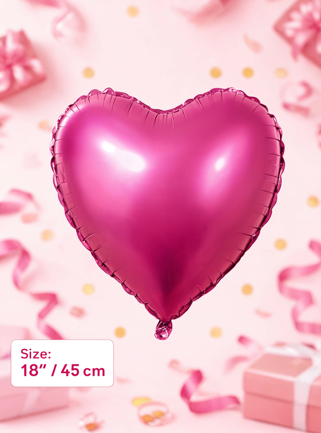 18-inch metallic magenta heart-shaped foil balloon for birthdays, weddings, anniversaries, Valentine&