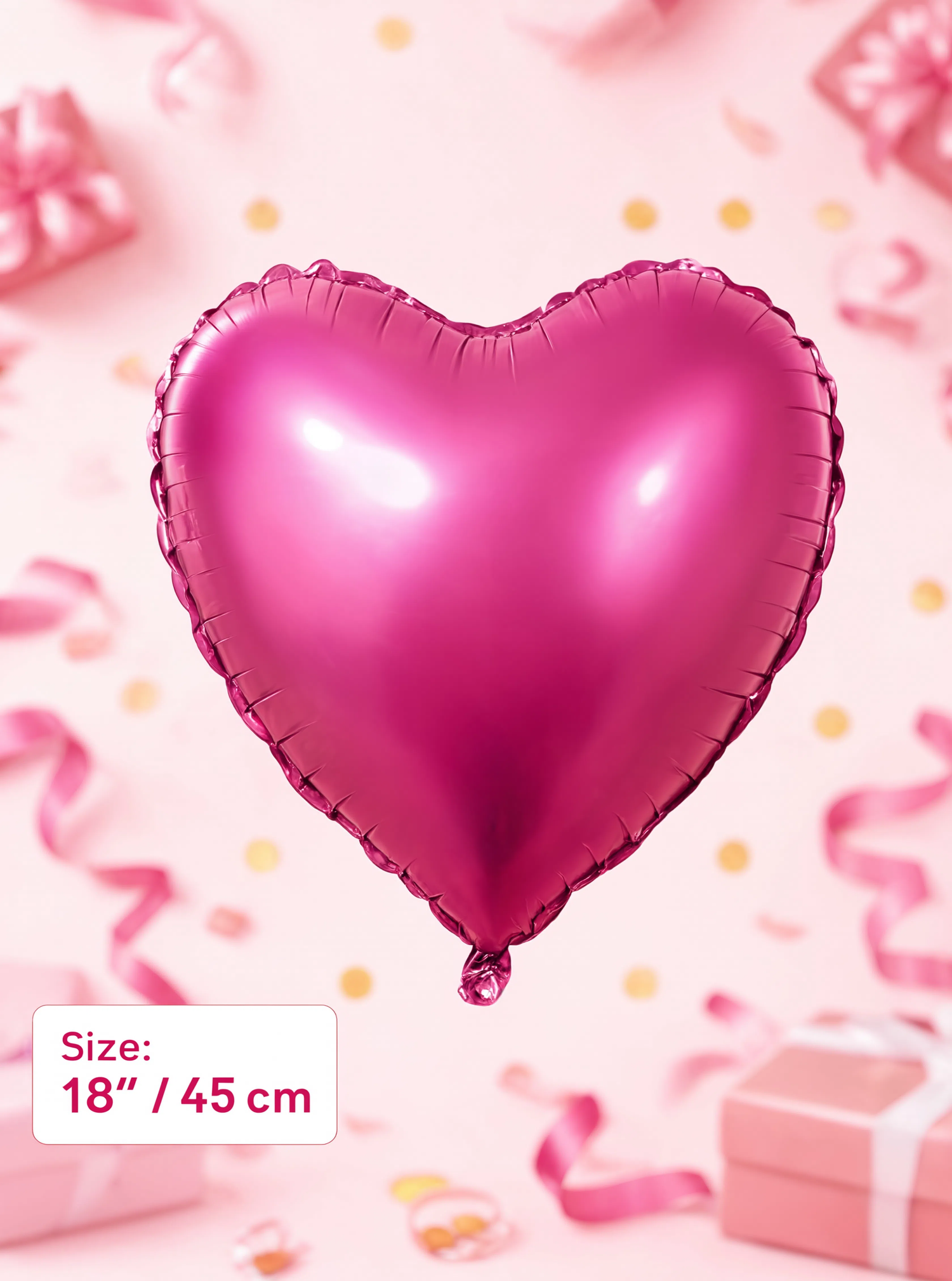 18-inch metallic magenta heart-shaped foil balloon for birthdays, weddings, anniversaries, Valentine&