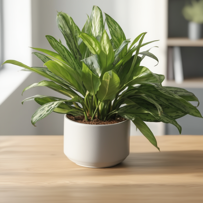 Aglaonema Silver Queen Indoor Plant in Ceramic Pot – Air Purifying Low Maintenance Plant