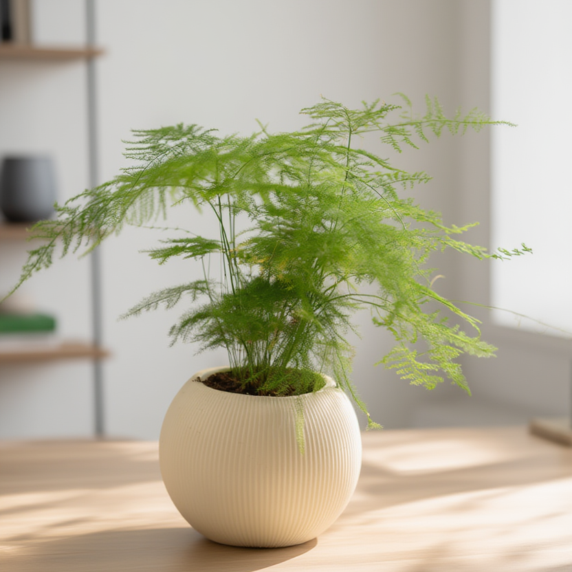 Asparagus Fern Indoor Plant in Ceramic Pot – Elegant Decorative Air Purifying Plant