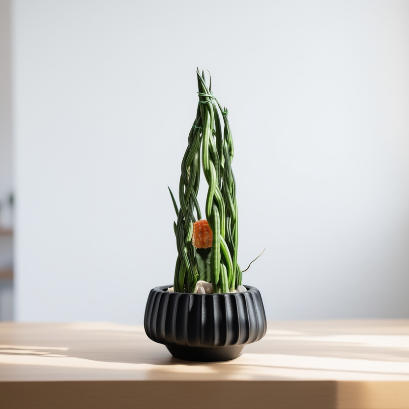 Braided Sansevieria Cylindrica in Decorative Pot – Modern Indoor Snake Plant