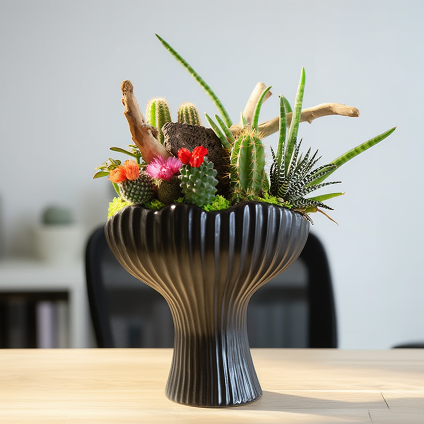 Premium Cactus and Succulent Arrangement in Decorative Bowl – Modern Indoor Plant Display