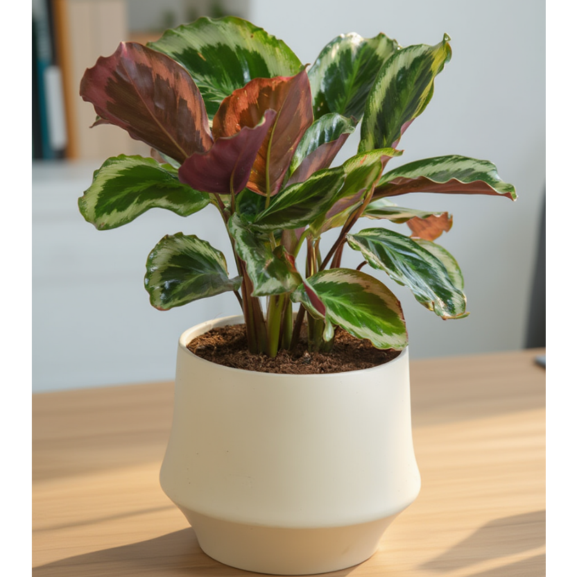 Calathea Medallion (Calathea roseopicta) in Ceramic Pot – Indoor Decorative Plant