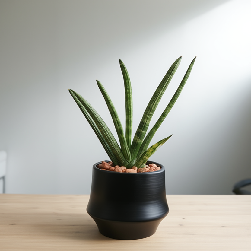 Sansevieria Cylindrica (African Spear Plant) in Ceramic Pot – Indoor Decorative Plant