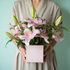 Luxury flower box with pink lilies