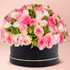 Luxury black round box with pink roses
